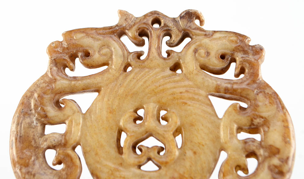 Pair of Chinese Carved Soapstone Pendants