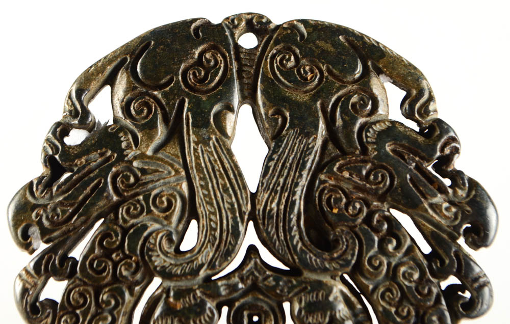 Pair of Chinese Carved Soapstone Pendants