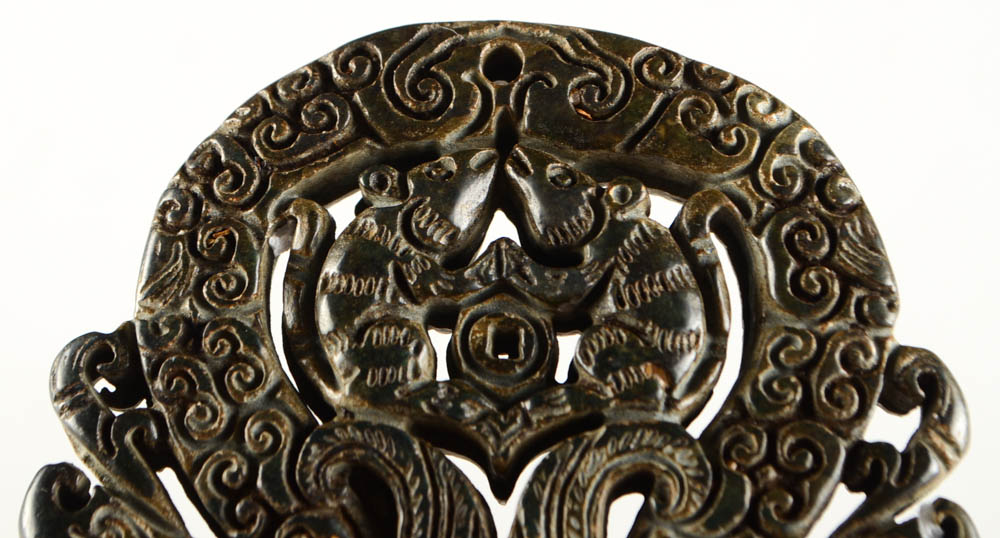 Pair of Chinese Carved Soapstone Pendants