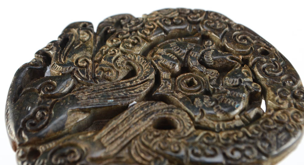 Pair of Chinese Carved Soapstone Pendants