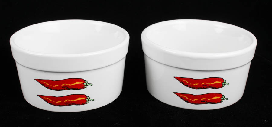 Collection of Porcelain Soufflé DIshes and Stoneware Creamers