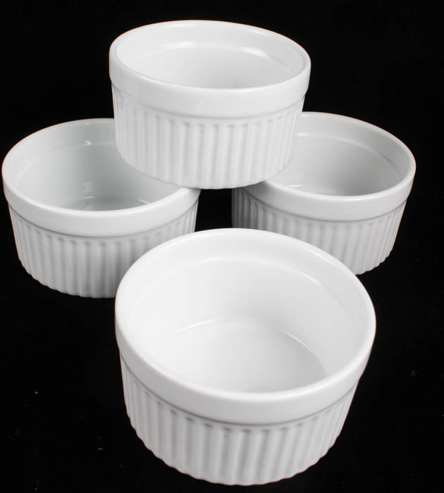 Collection of Porcelain Soufflé DIshes and Stoneware Creamers