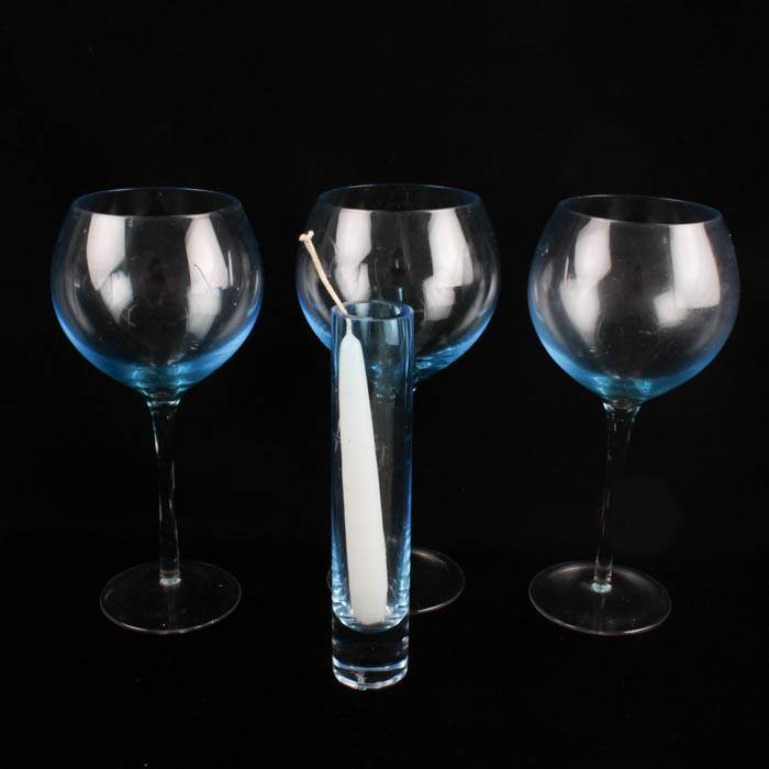 Blue Tinted Glassware Assortment