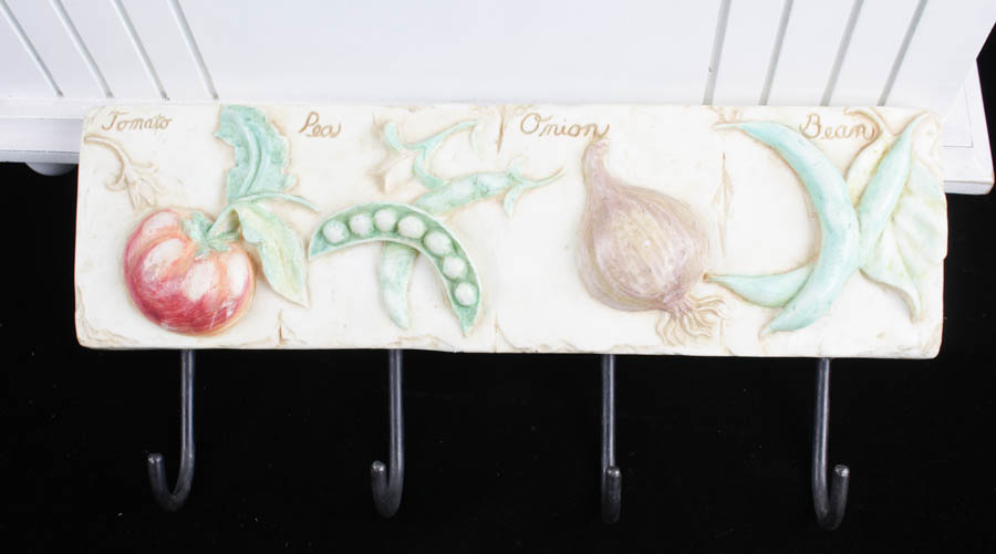 Handcasted China Kitchen Hook and Wooden Letter Holder