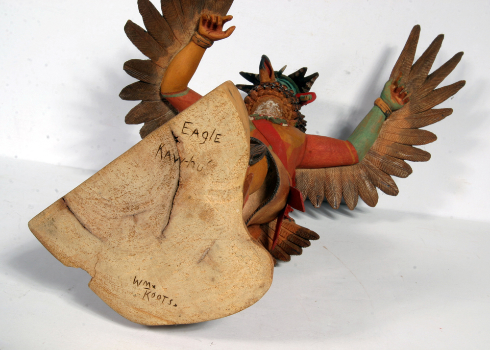 W.M. Koots "Kawa-hu" Signed Eagle Dancer Kachina Doll Sculpture