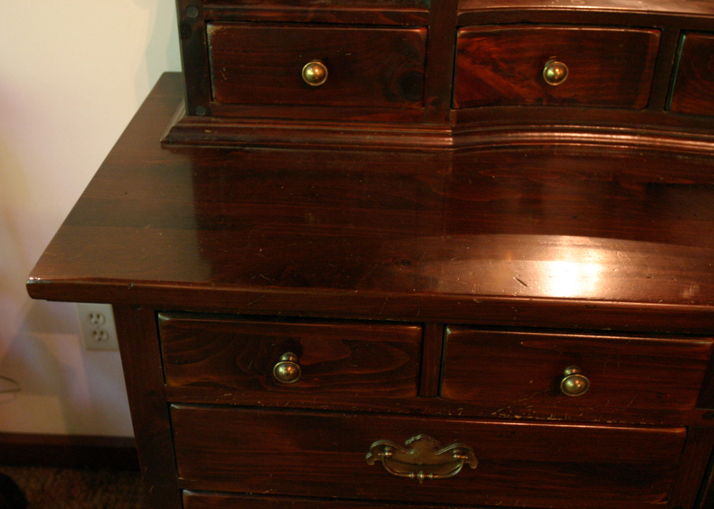 Ethan Allen Pine Triple Dresser Hutch With Mirror