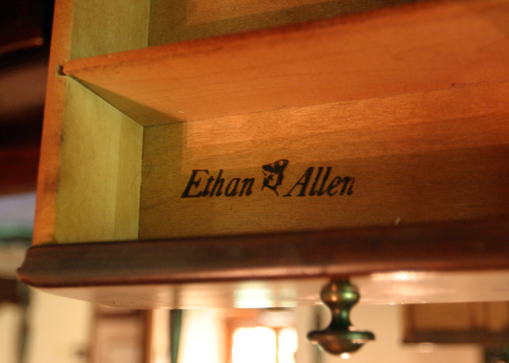 Ethan Allen Pine Triple Dresser Hutch With Mirror