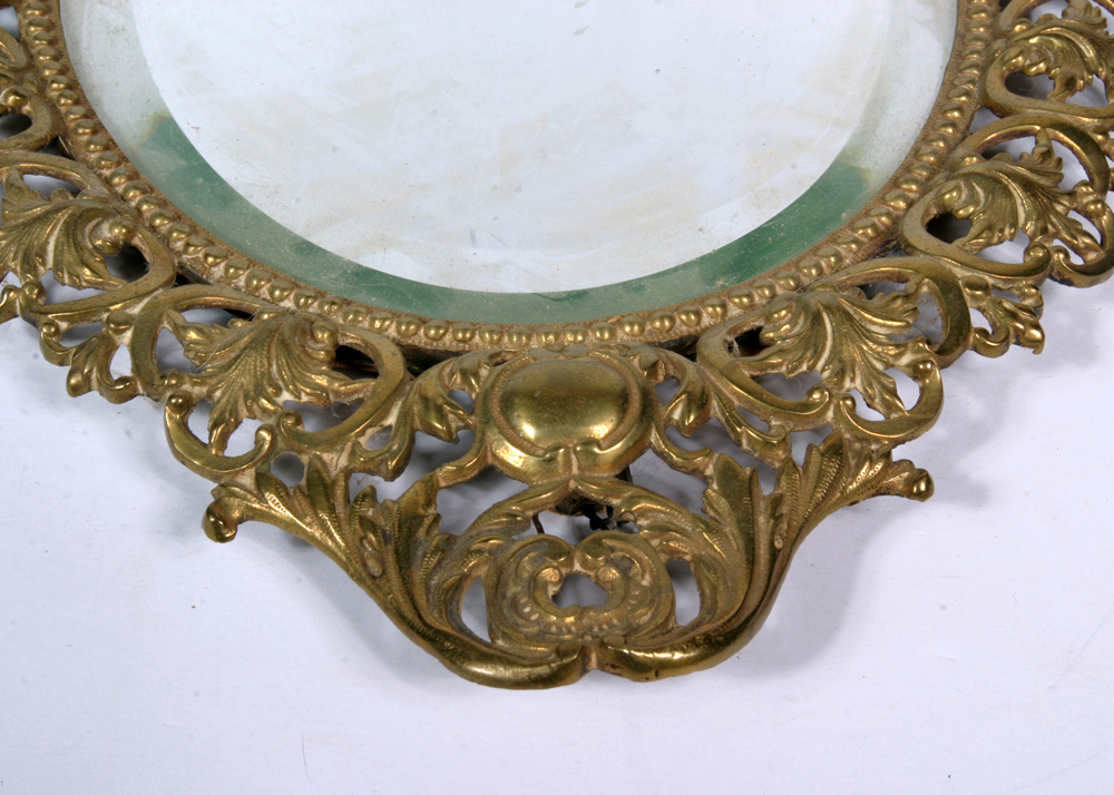 Beveled Glass Oval Mirror in Brass Frame