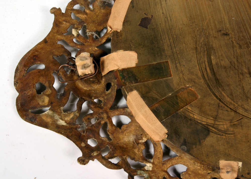 Beveled Glass Oval Mirror in Brass Frame