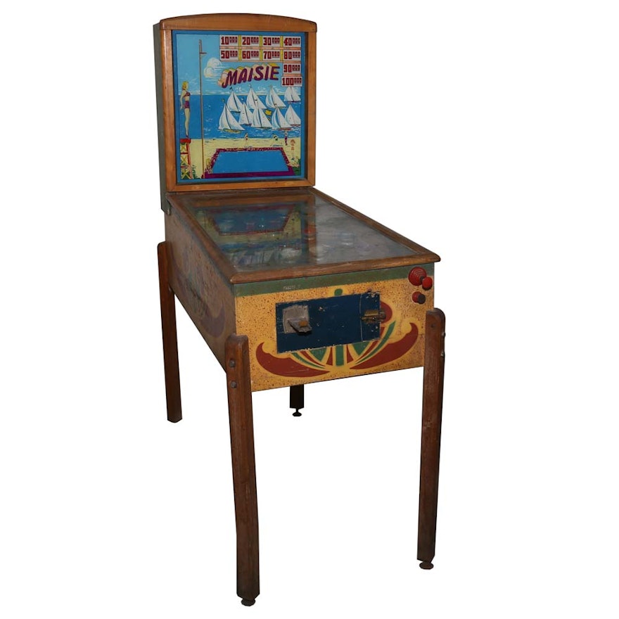 Vintage Gottlieb & Co. Wooden "Maisie" Pinball Machine