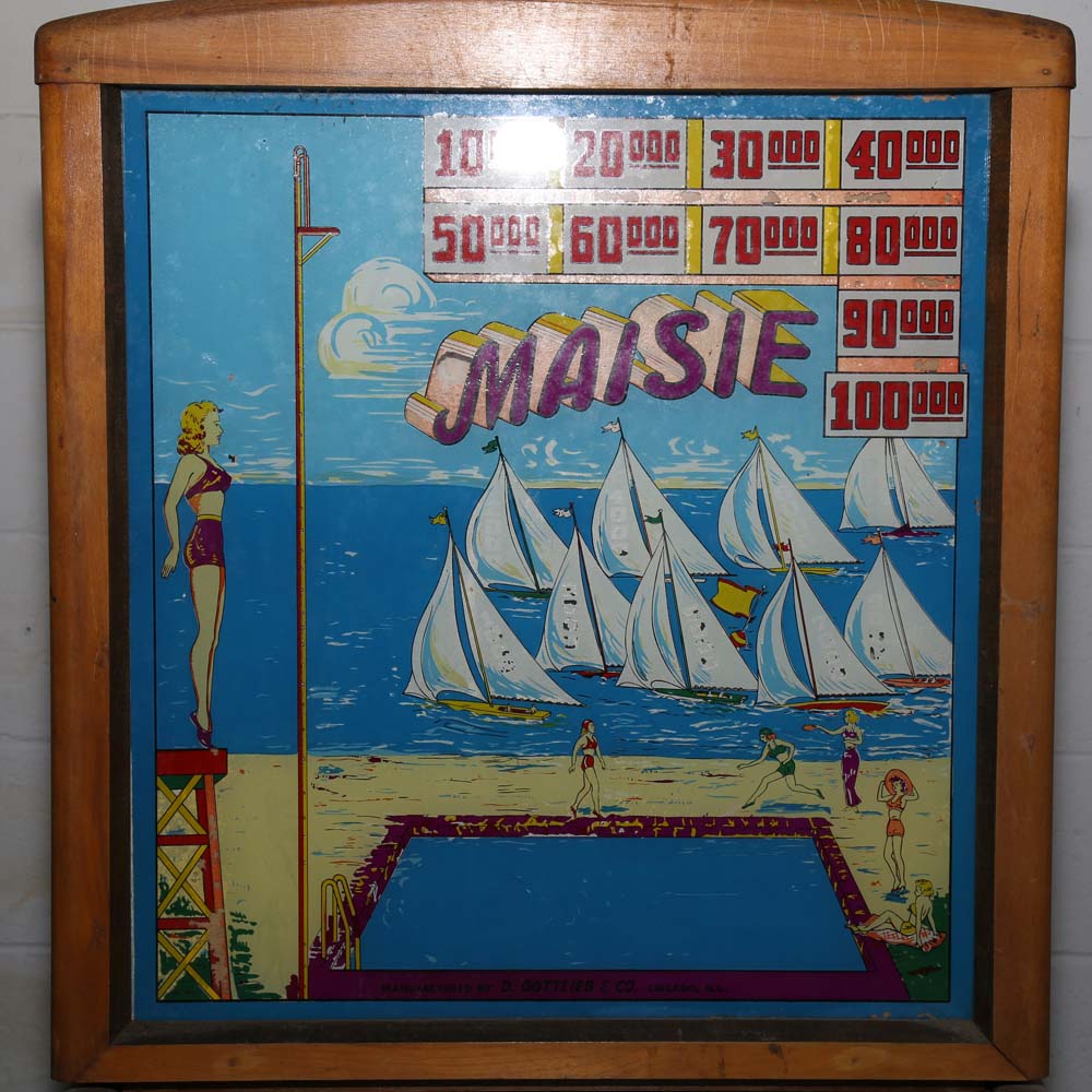 Vintage Gottlieb & Co. Wooden "Maisie" Pinball Machine
