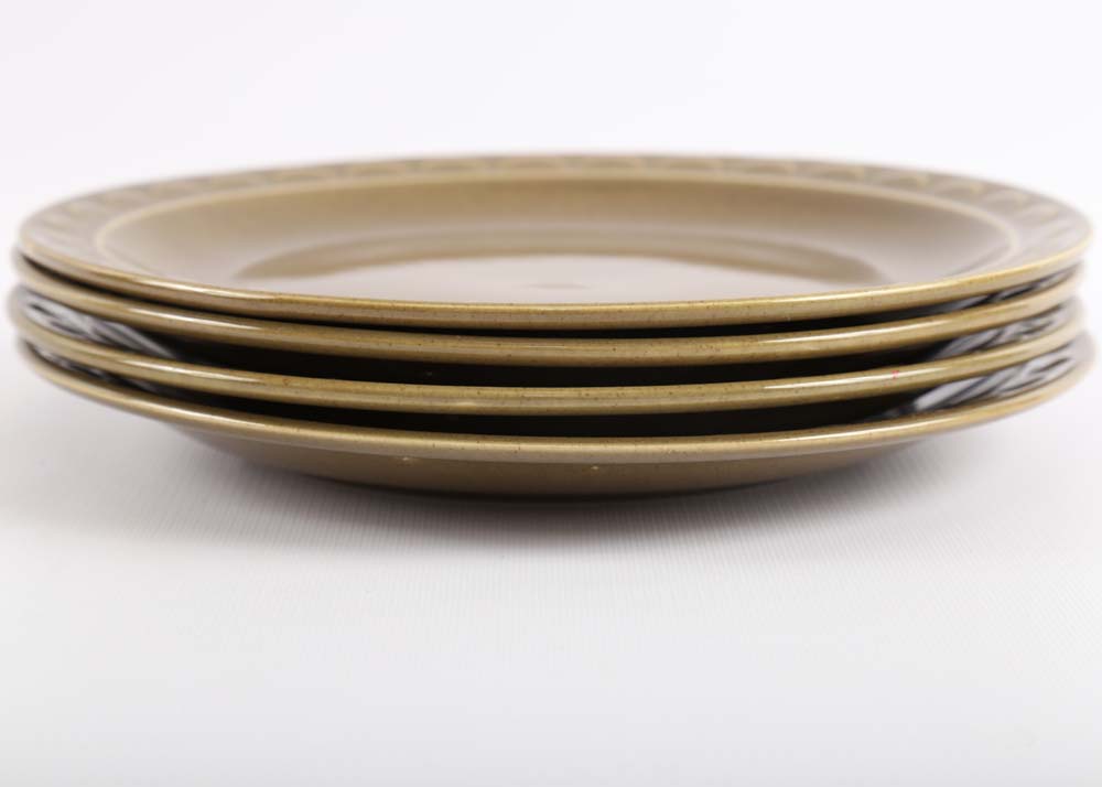 Set of 1970s Wooden Charges and DInner Plates