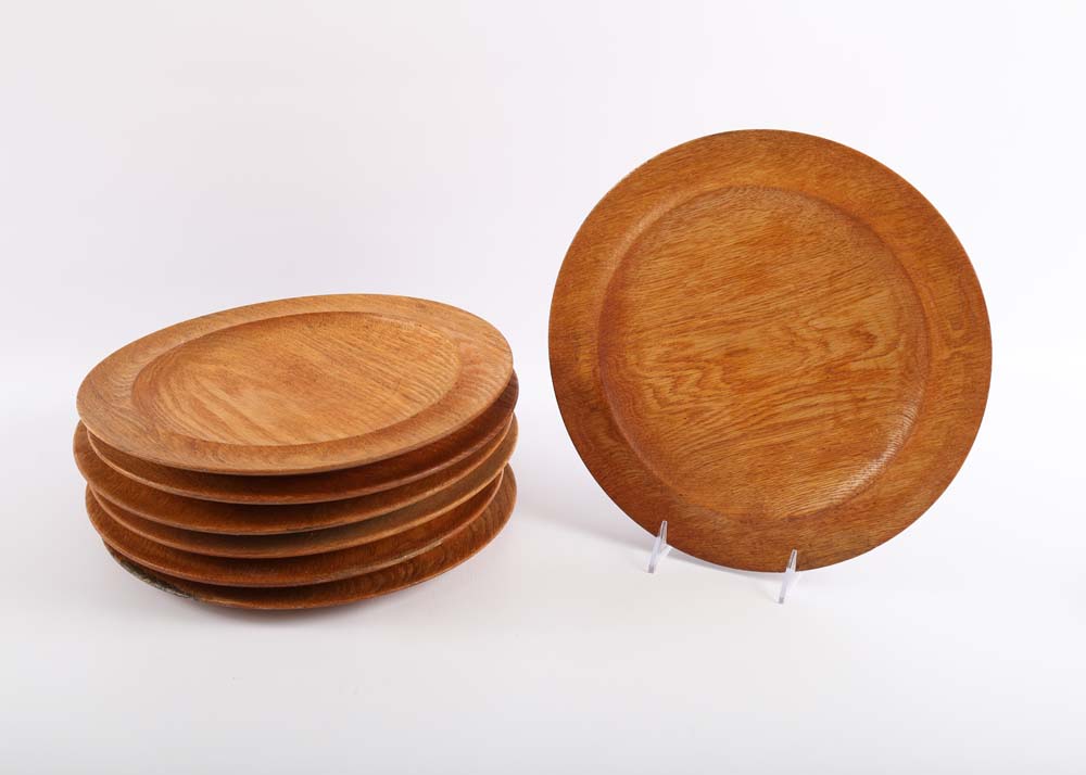 Set of 1970s Wooden Charges and DInner Plates