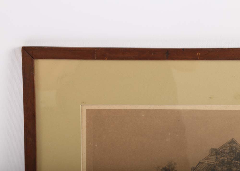 Antique Robert Shaw Etching "Old Barracks, Trenton, NJ, 1758"