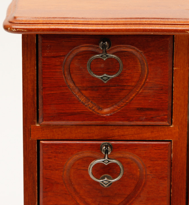 Vintage Wooden Heart Motif Jewelry Box