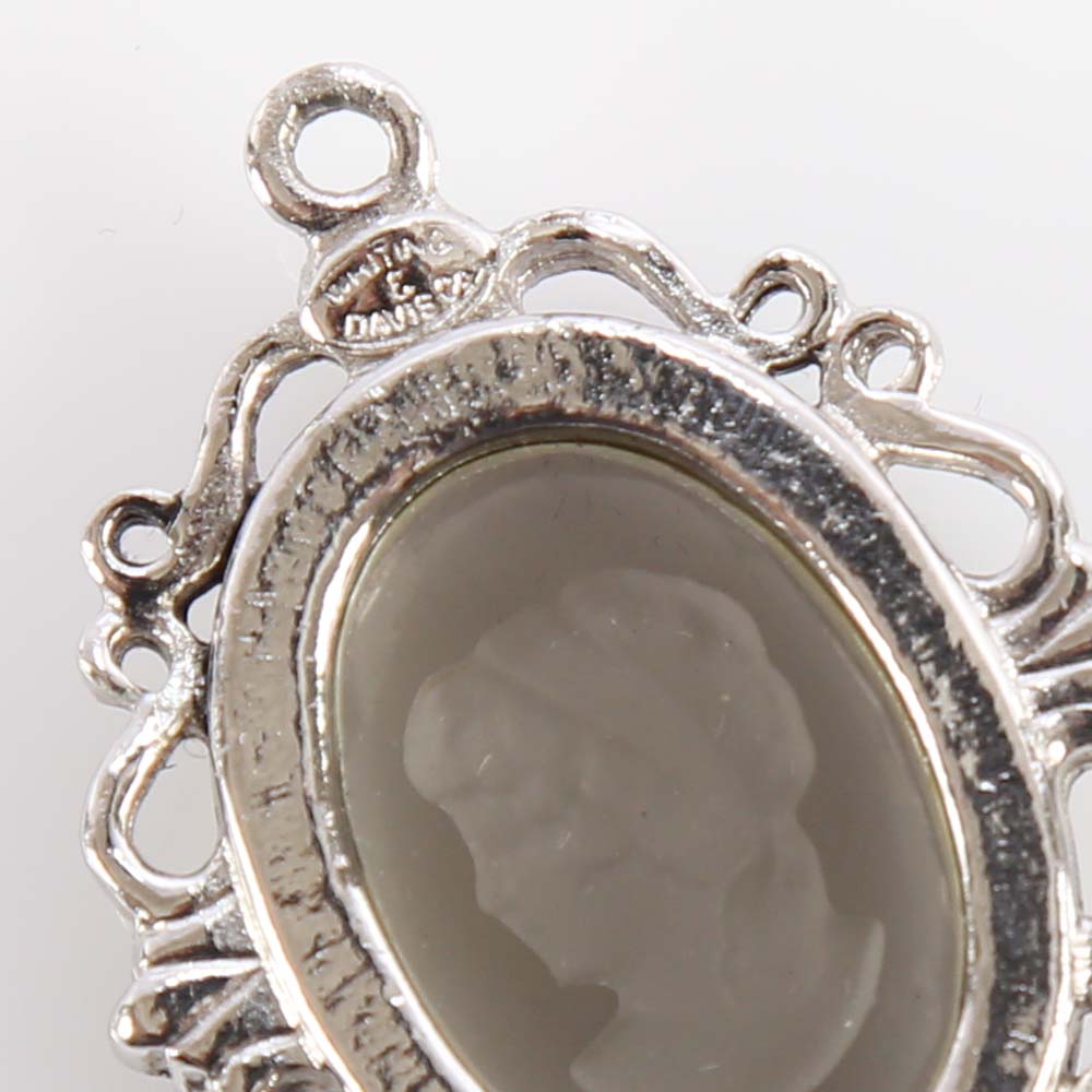 Silver Tone Whiting and Davis Glass Cameo Pendant