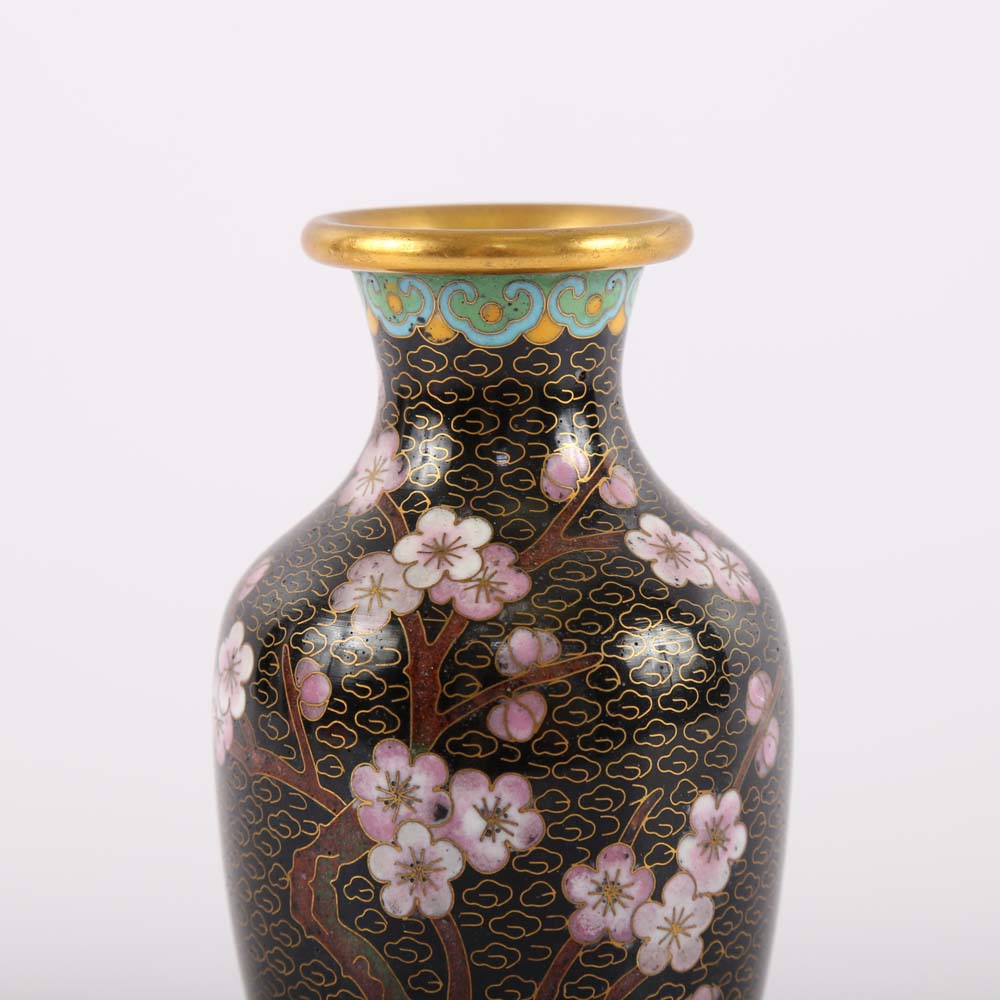 Pair of Chinese Cloisonné Vases and a Bud Vase
