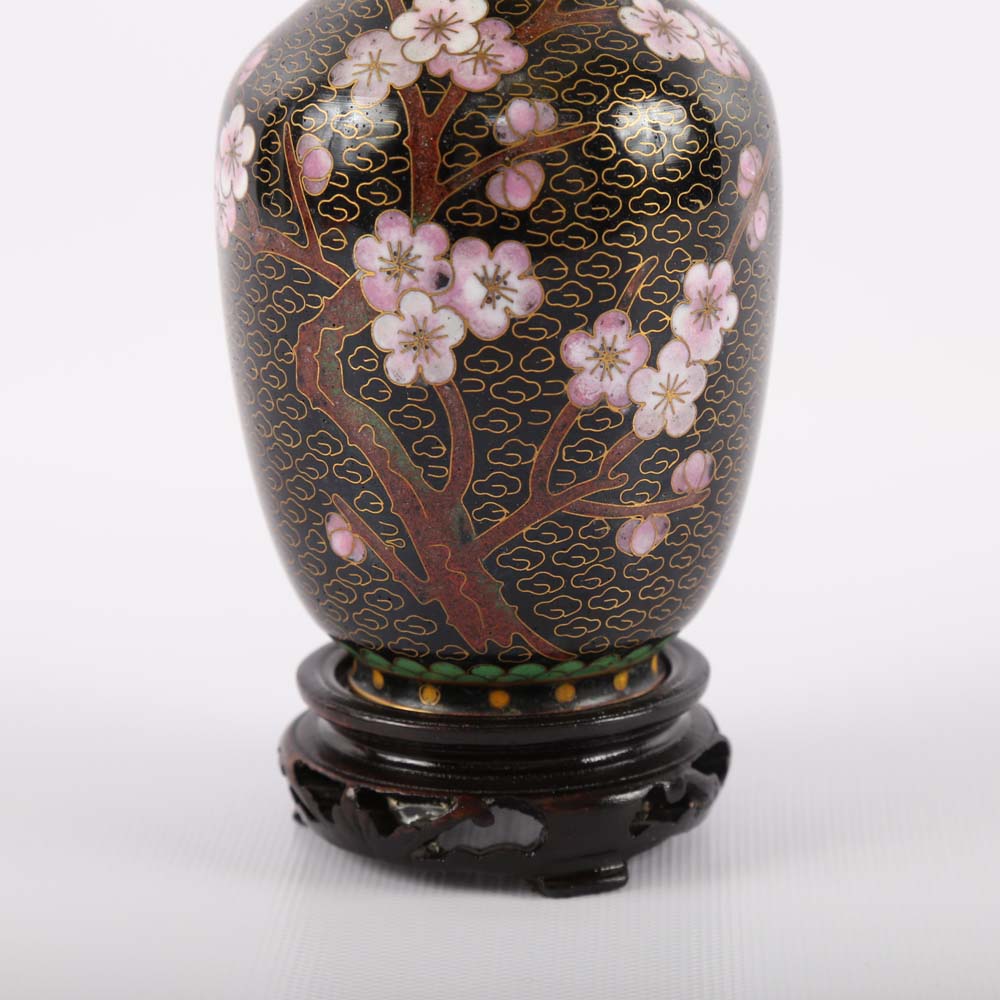 Pair of Chinese Cloisonné Vases and a Bud Vase