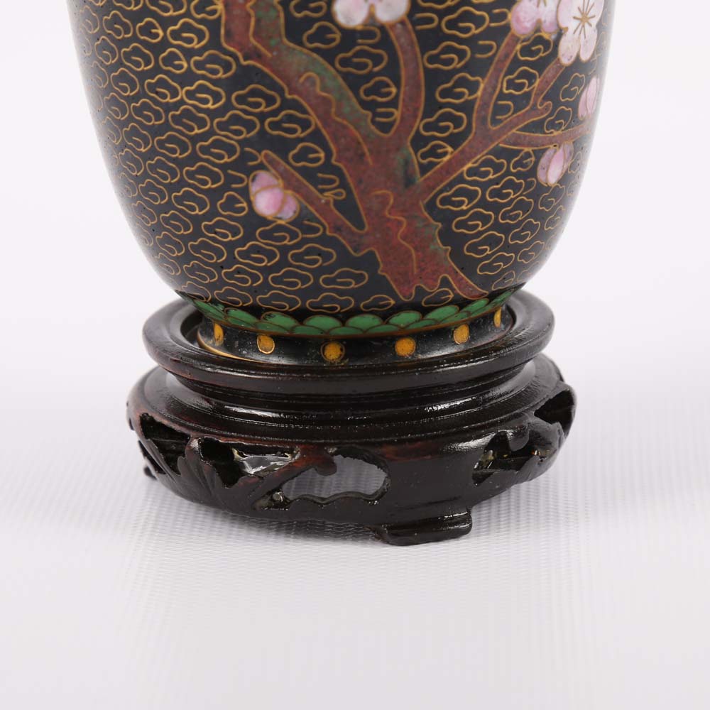 Pair of Chinese Cloisonné Vases and a Bud Vase