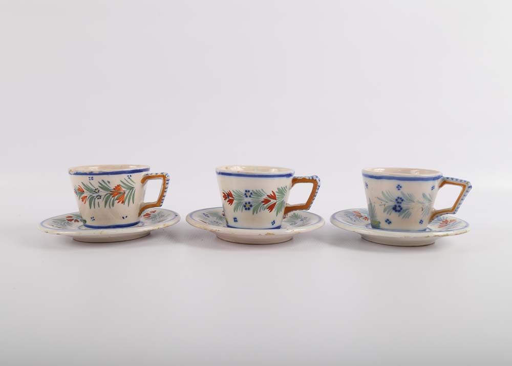Vintage Henriot Quimper Cups and Saucers