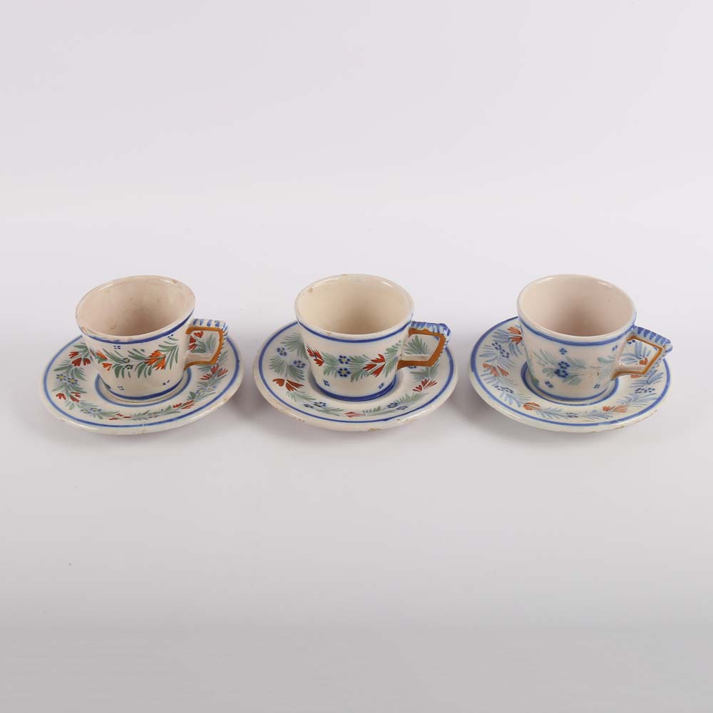Vintage Henriot Quimper Cups and Saucers
