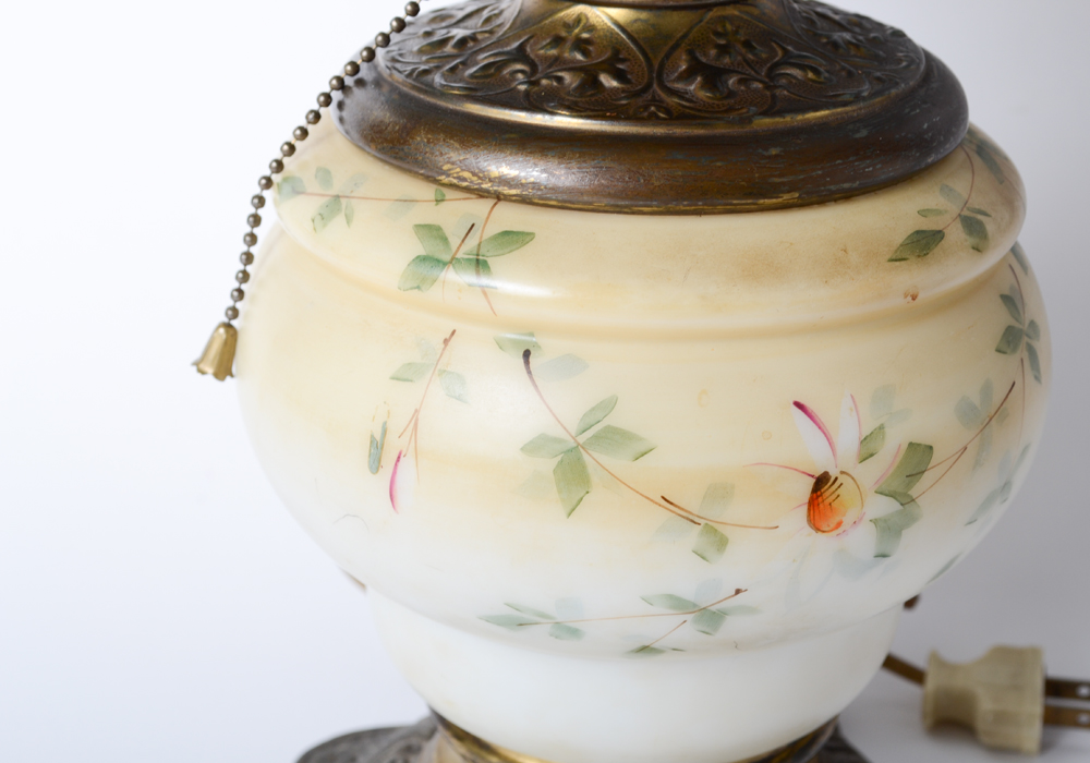 Antique Emerald Shade Parlor Lamp