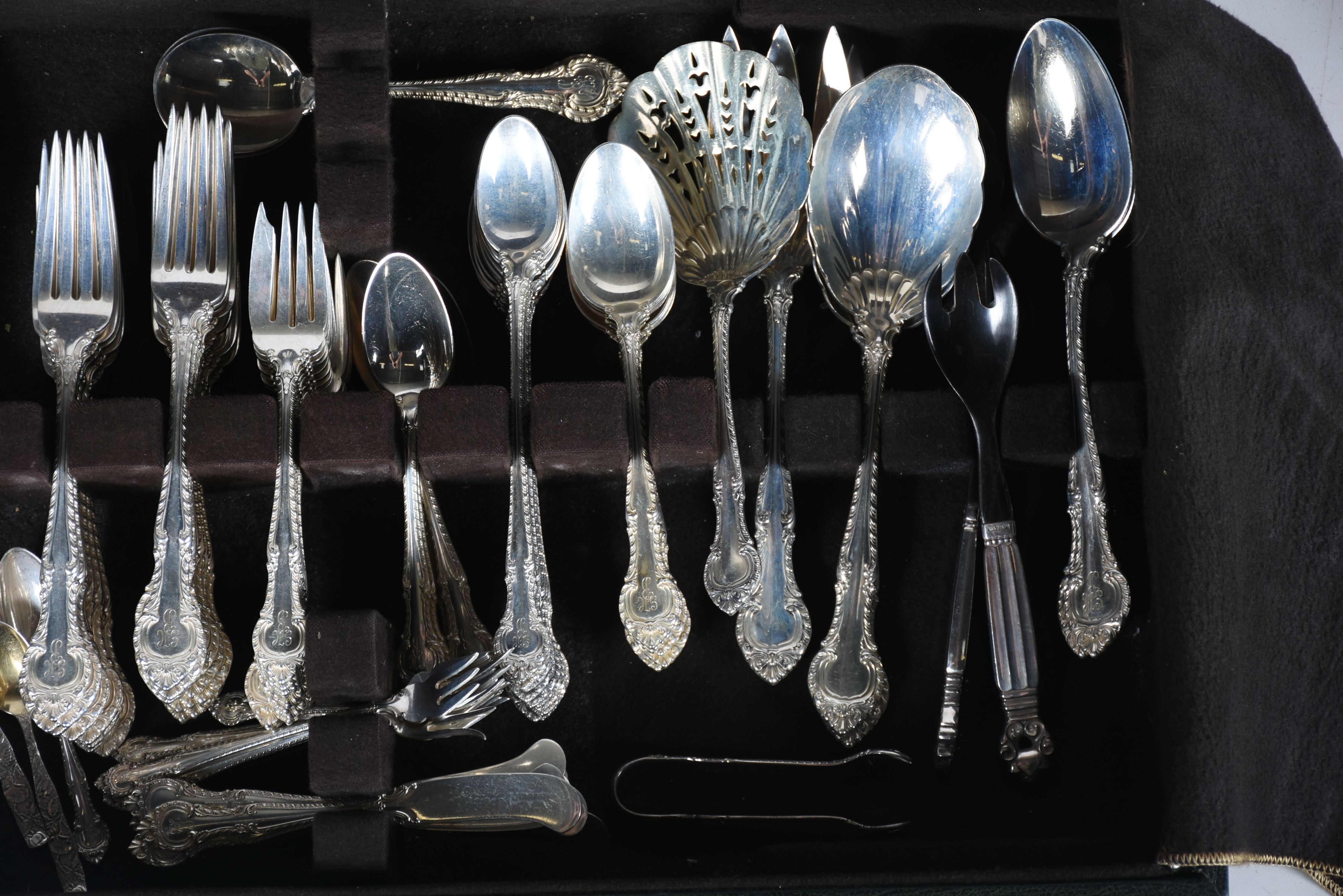 Gorham "English Gadroon" Sterling Flatware Set with "Pamilla" Display Case