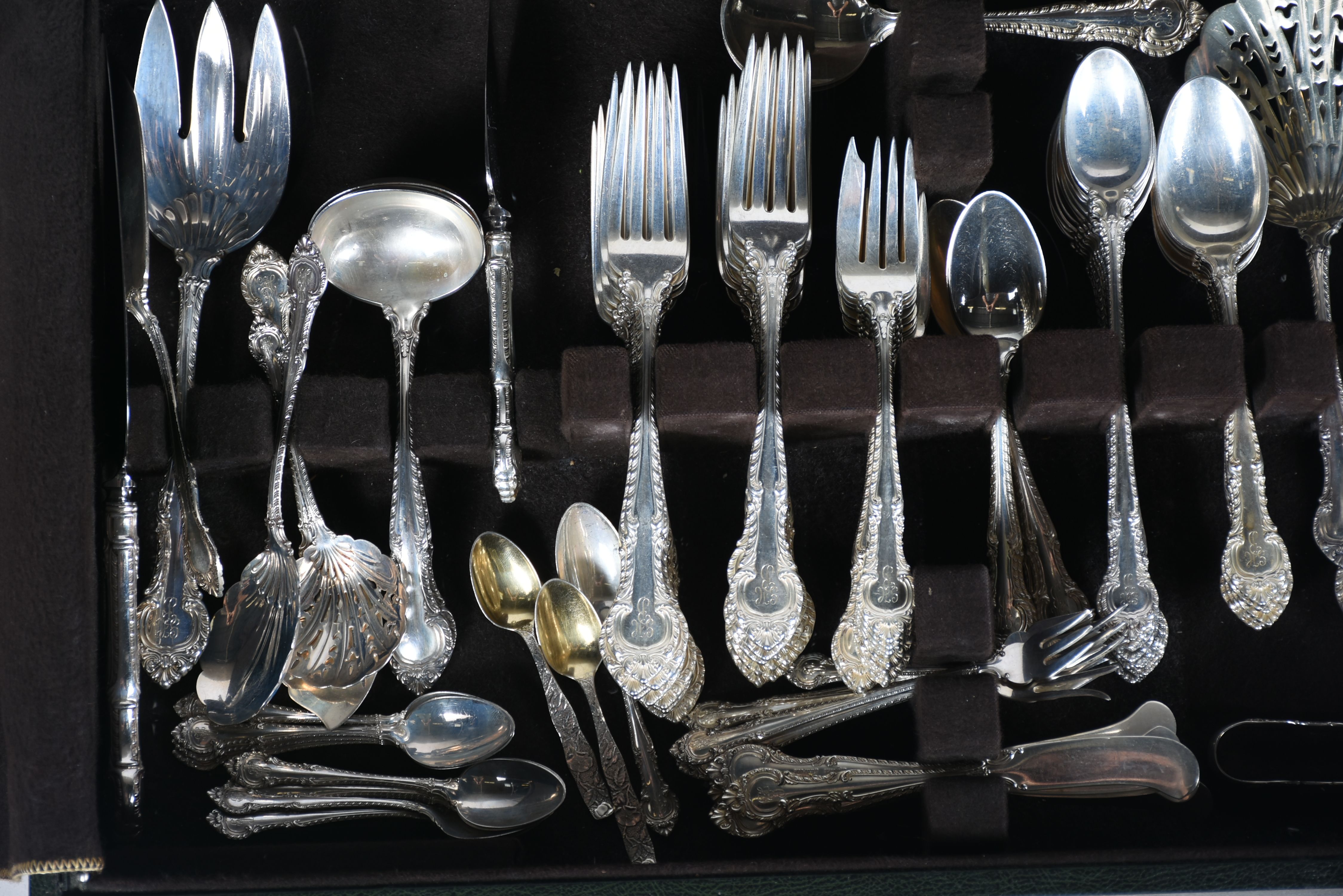 Gorham "English Gadroon" Sterling Flatware Set with "Pamilla" Display Case