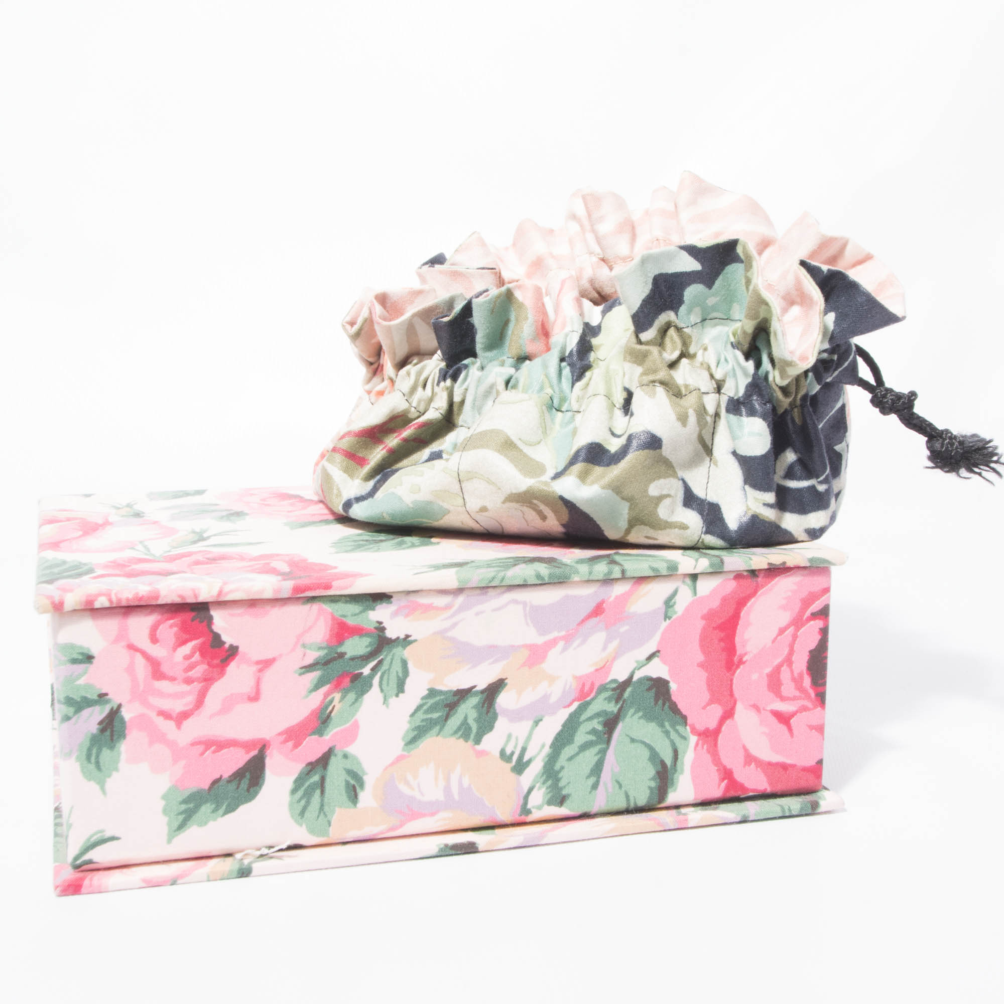 Vintage Fabric Jewelry Box and Pouch