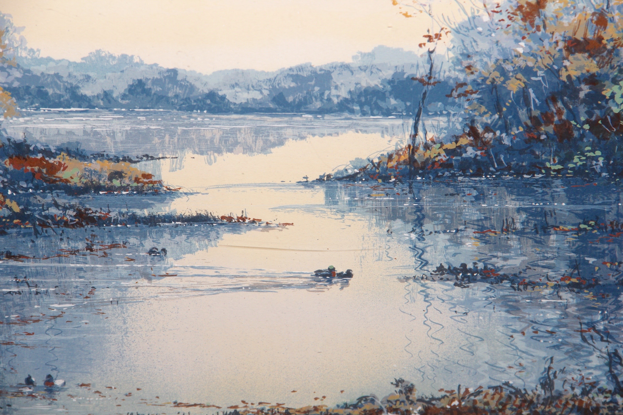 Birches at Water's Edge Framed Landscape Giclee Print