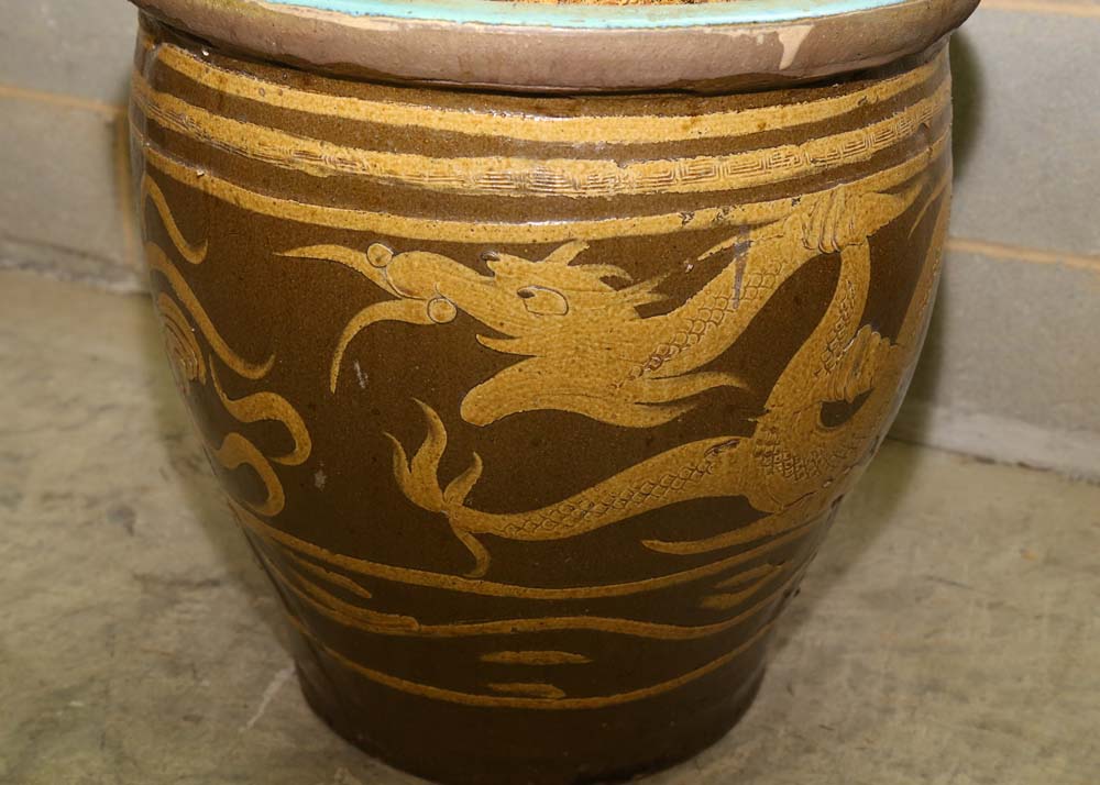 A Chinese Pidan Egg Pot and Artificial Tree