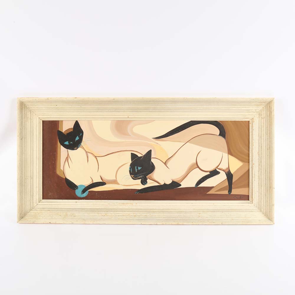 Acrylic Painting of Siamese Cats