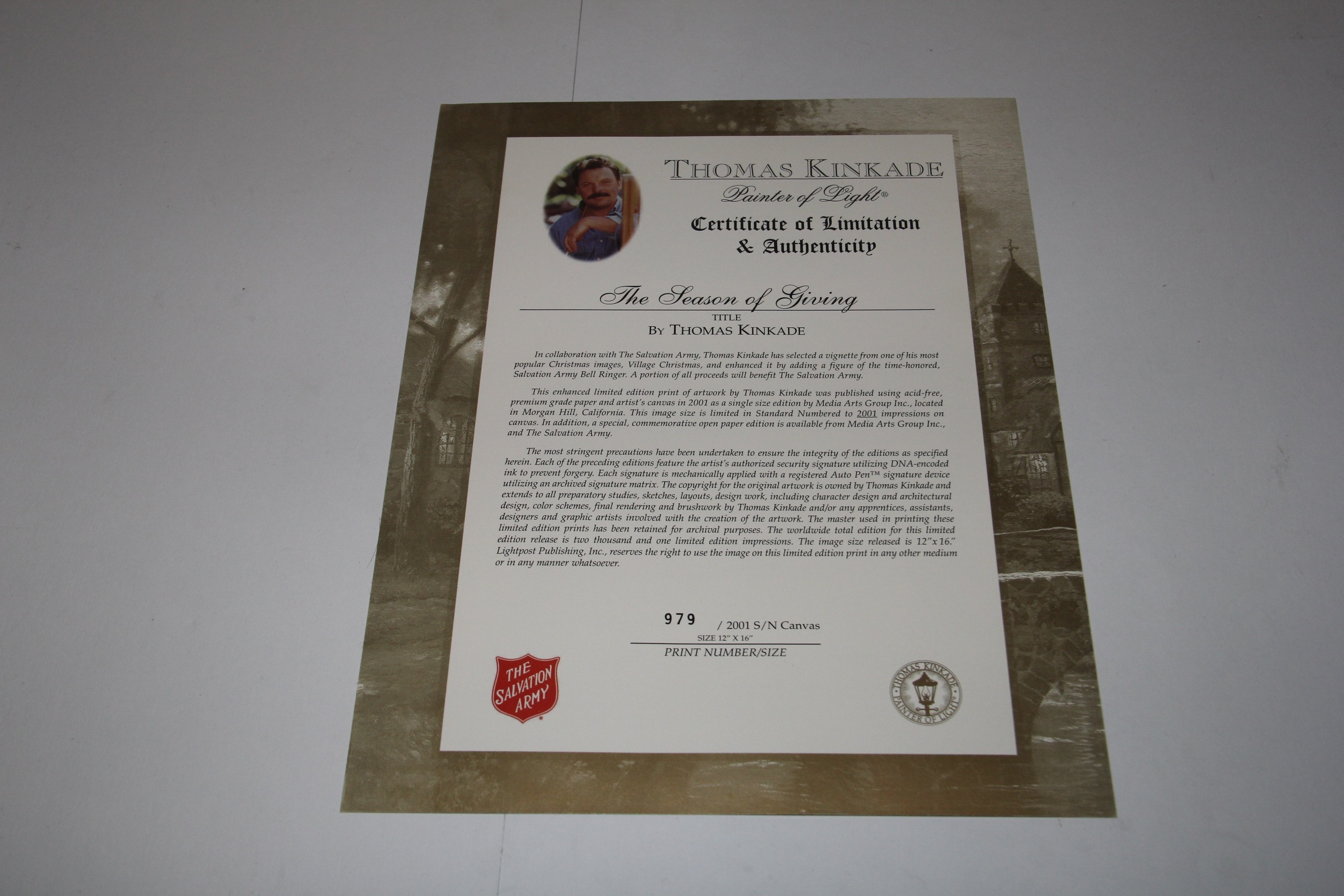 Thomas Kinkade's Limited Edition Print "The Season of Giving"