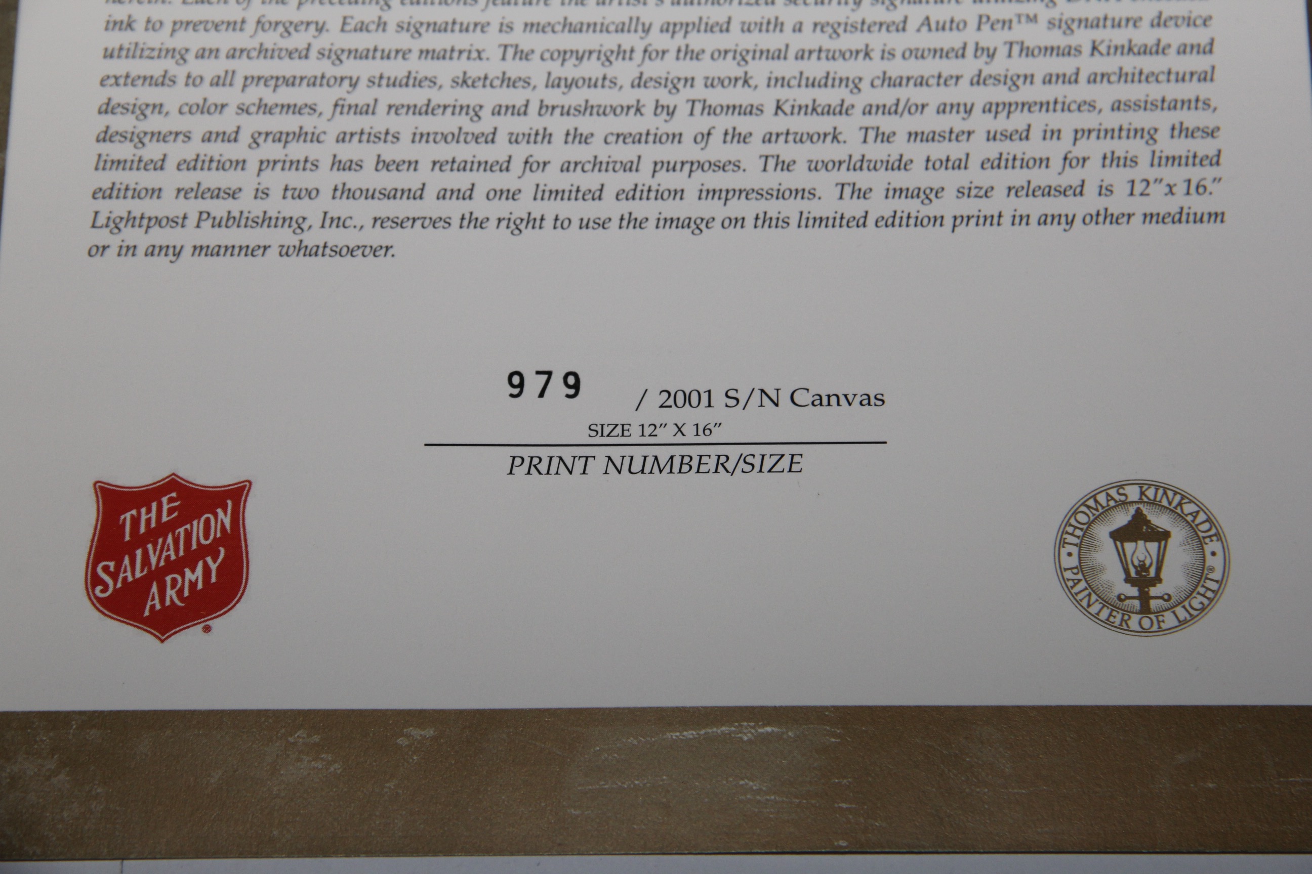 Thomas Kinkade's Limited Edition Print "The Season of Giving"