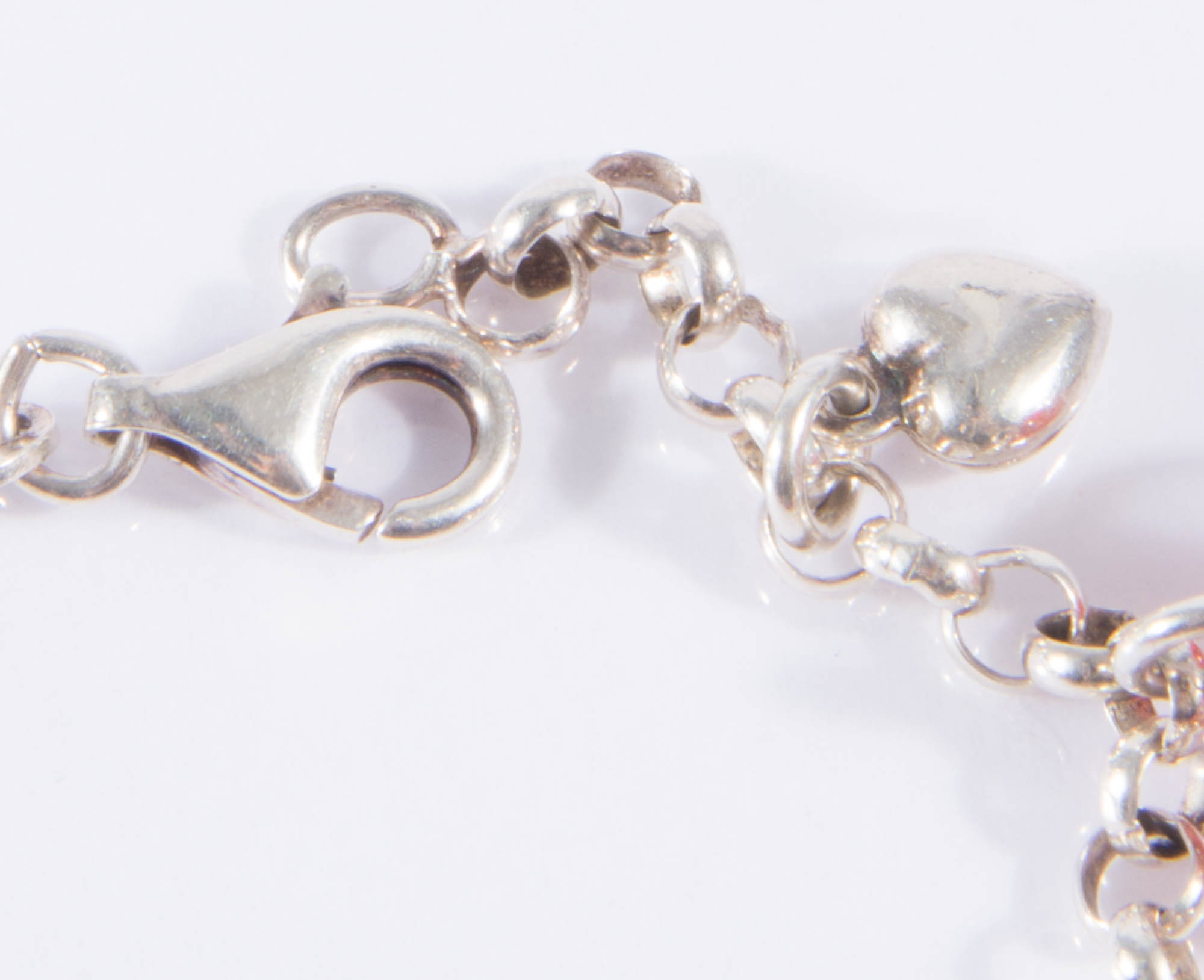 Sterling Silver Murano Heart Charm Bracelet