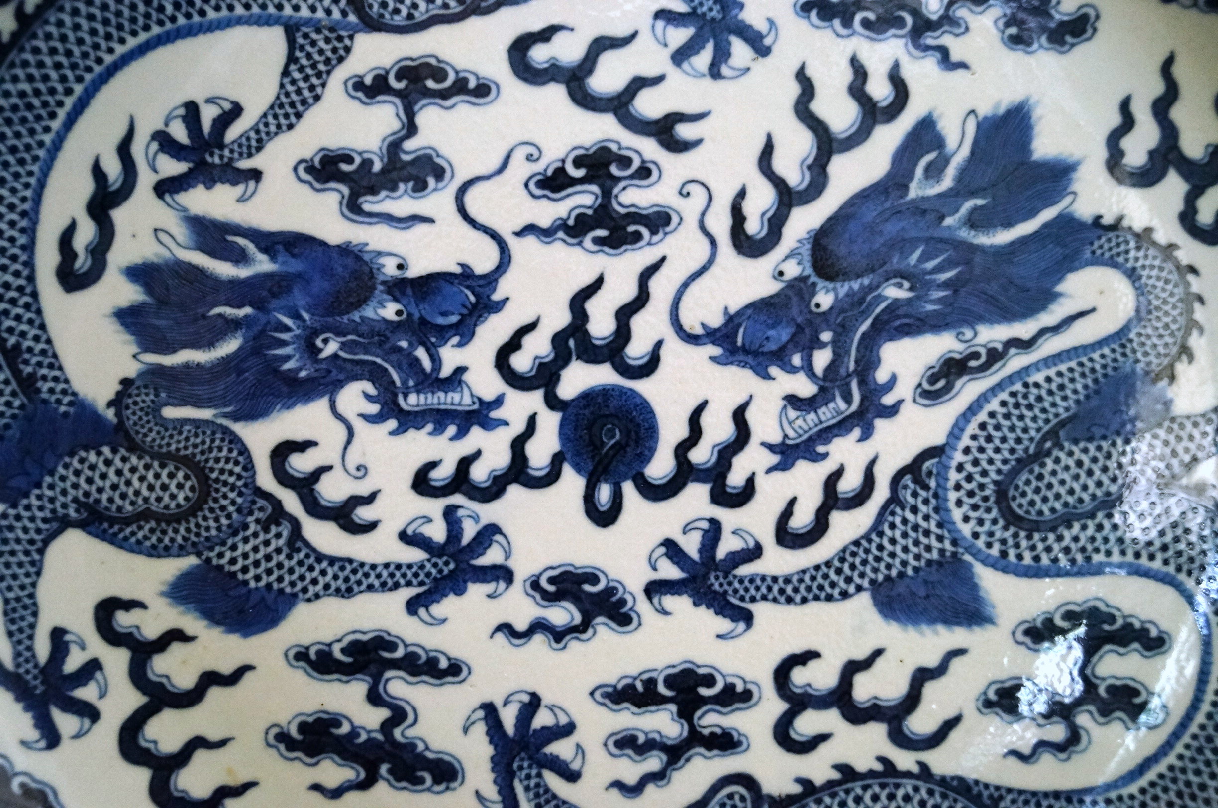 Antique Qing Dynasty, Guangxu Era Blue and White Porcelain Plate