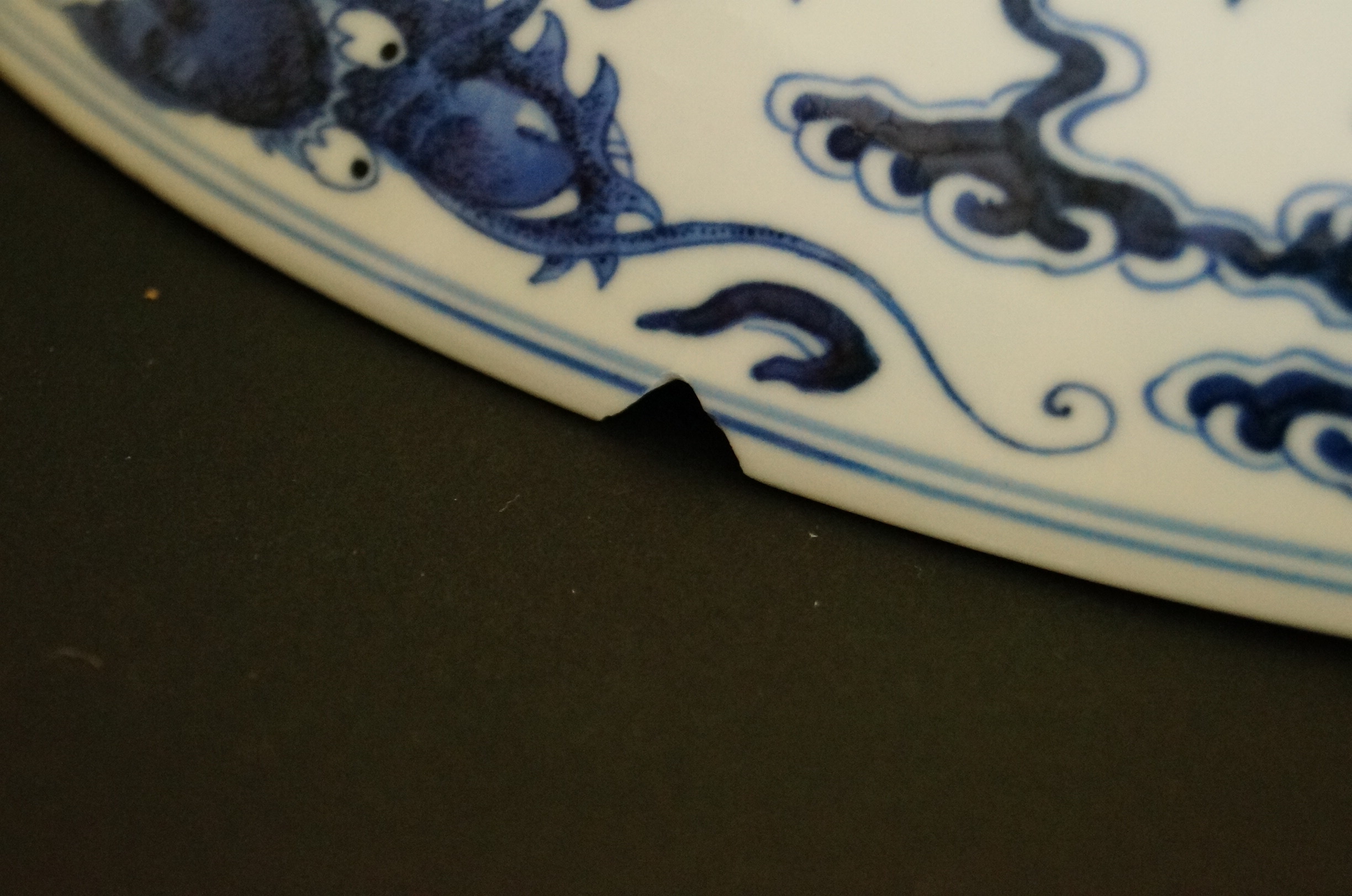 Antique Qing Dynasty, Guangxu Era Blue and White Porcelain Plate