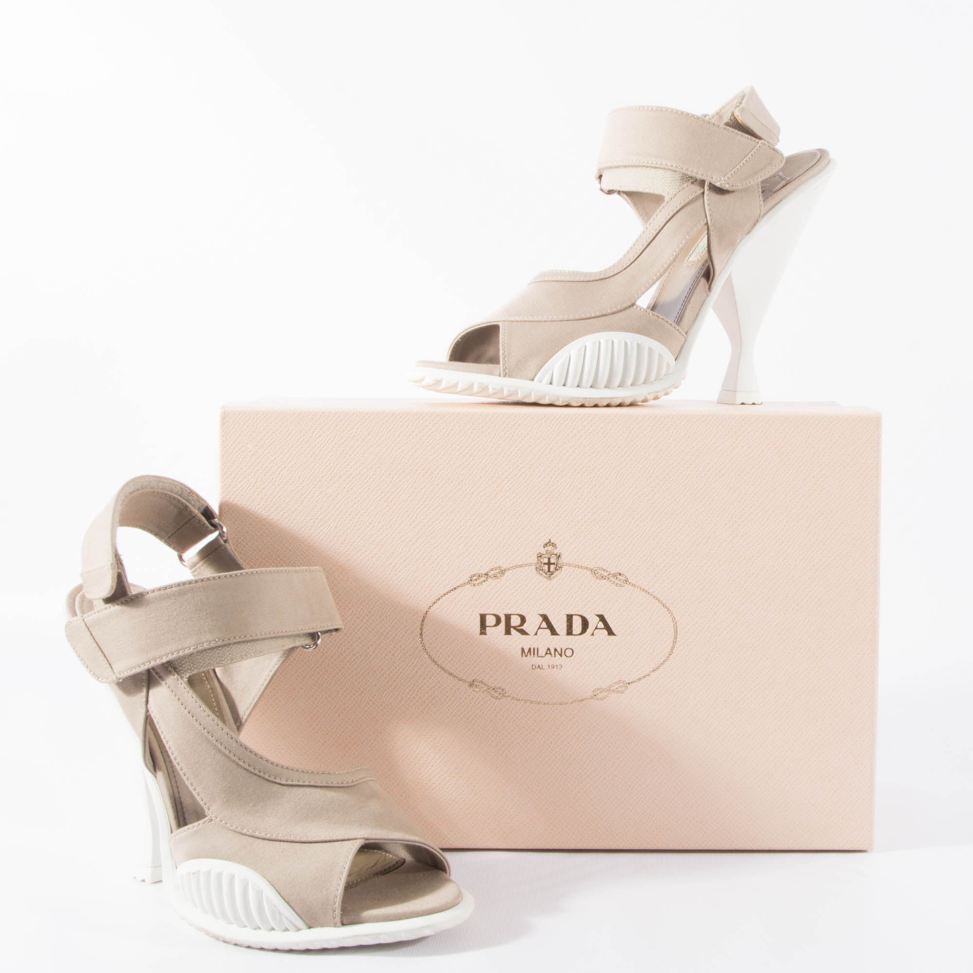 Prada Rubber Soled Heels with Khaki Uppers