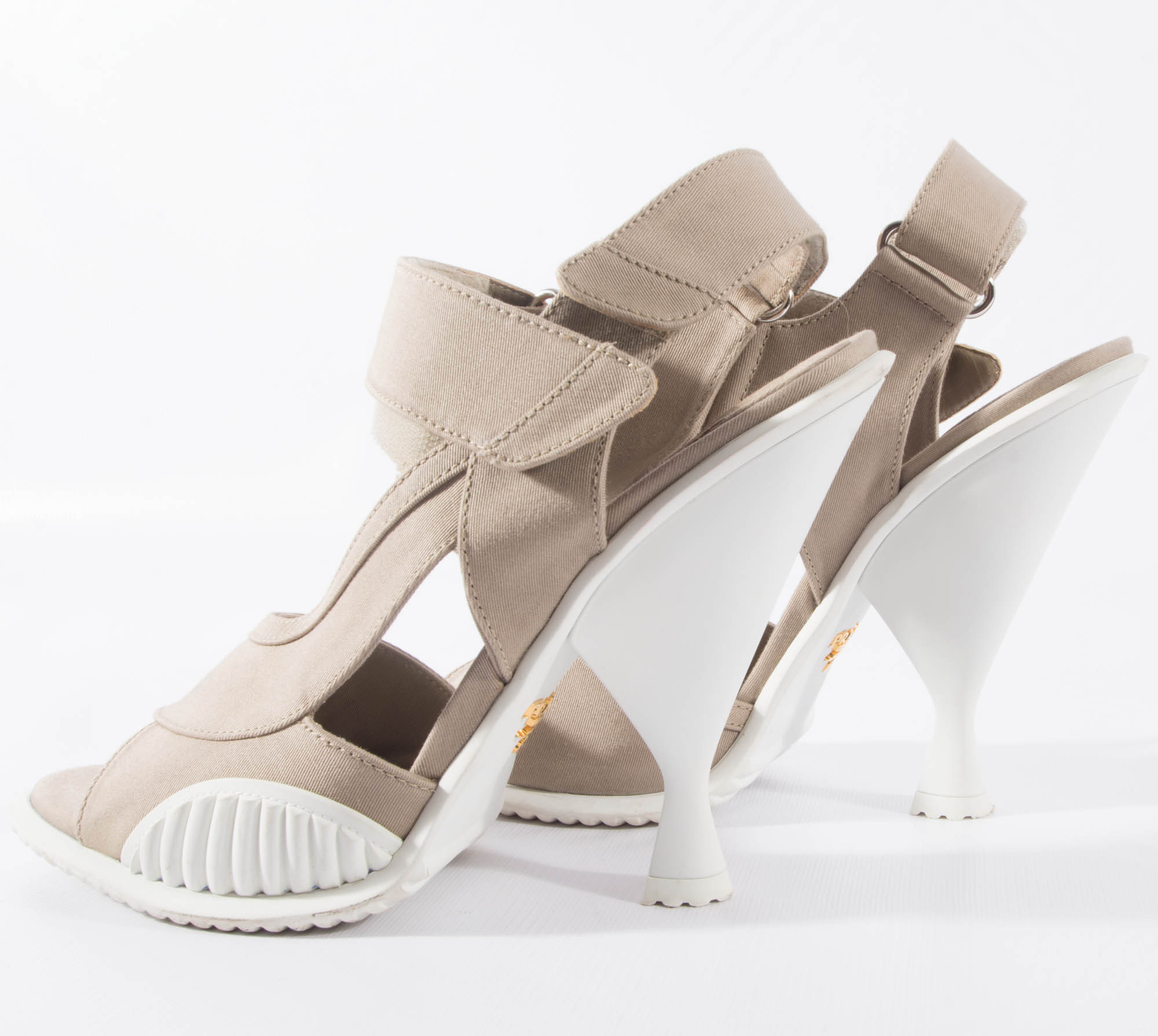 Prada Rubber Soled Heels with Khaki Uppers
