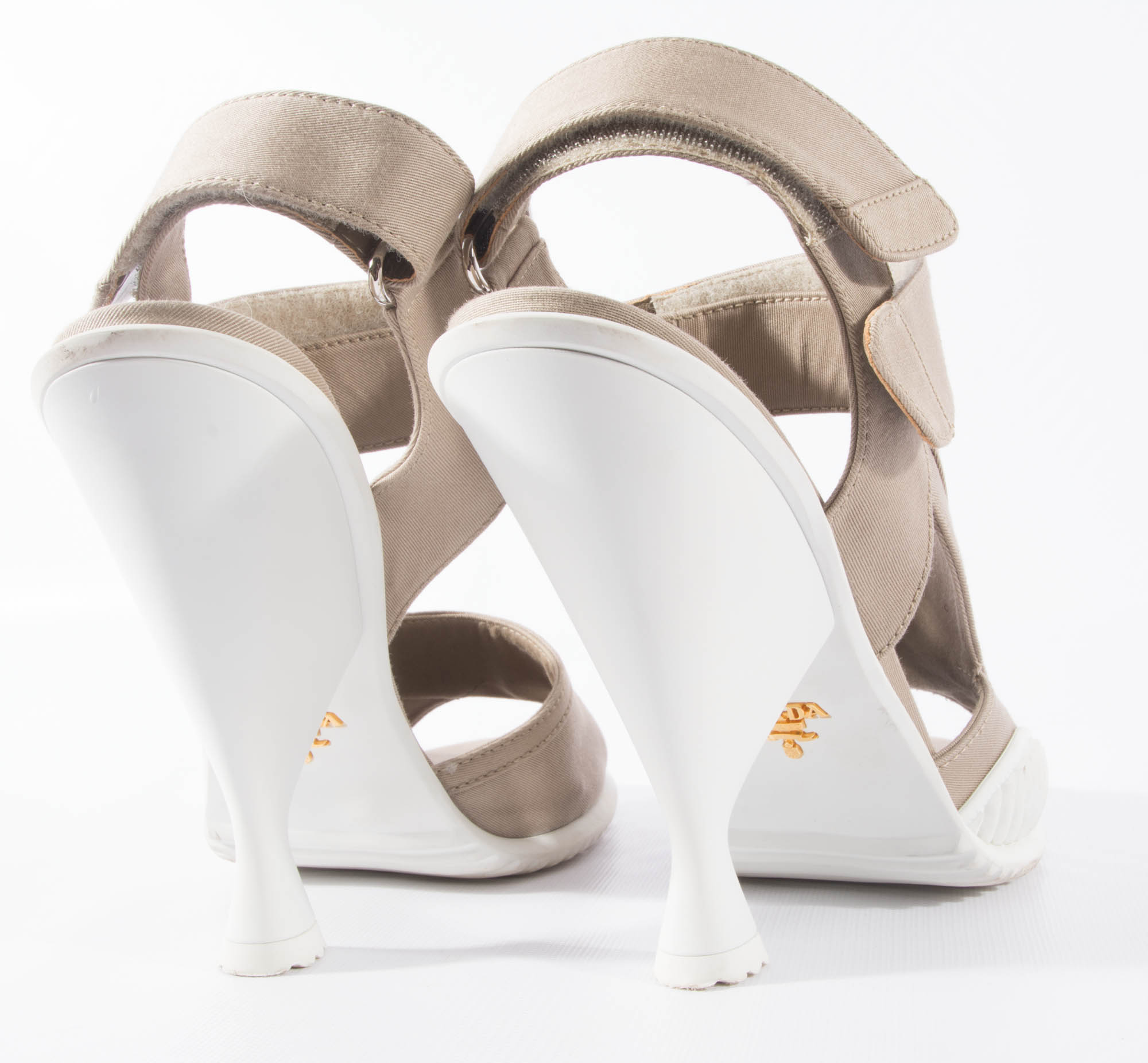 Prada Rubber Soled Heels with Khaki Uppers