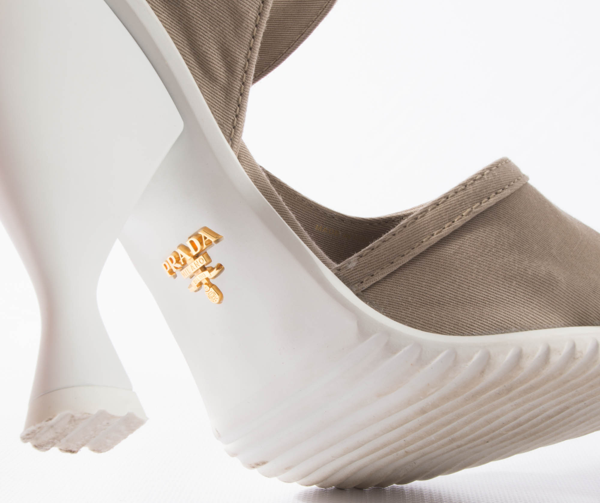 Prada Rubber Soled Heels with Khaki Uppers