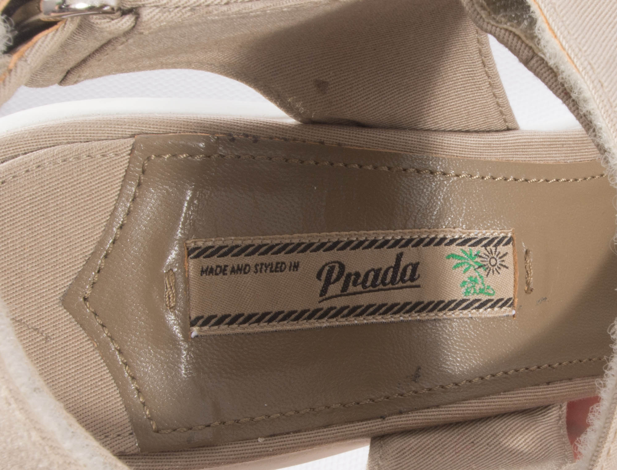 Prada Rubber Soled Heels with Khaki Uppers