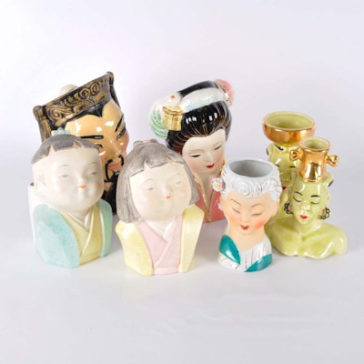 Collection of Vintage Head Vases Collection of Vintage Head Vases
