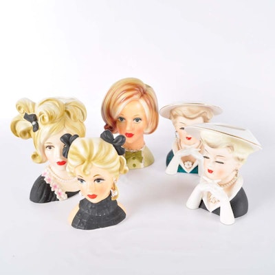 Collection of Vintage Head Vases Collection of Vintage Head Vases
