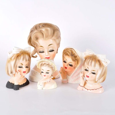 Collection of Vintage Inarco Head Vases Collection of Vintage Inarco Head Vases