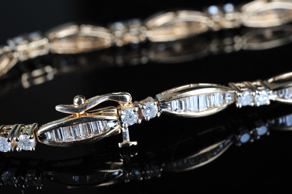 A 14K Solid Yellow Gold and 3.00 CTW Diamond Bracelet