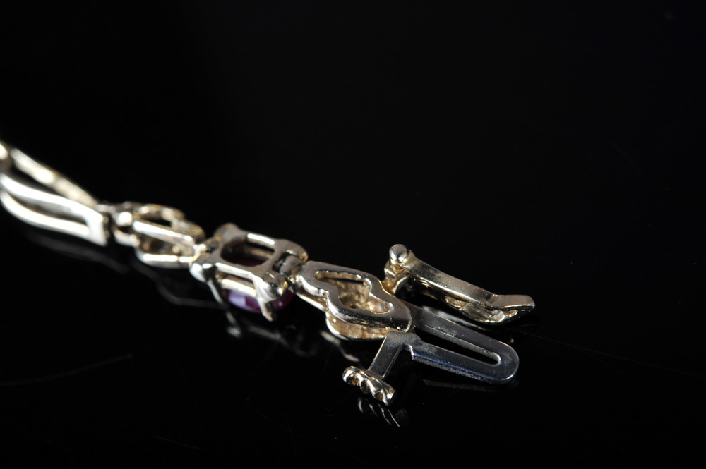 14K Solid Yellow Gold, Ruby, and Diamond Bracelet