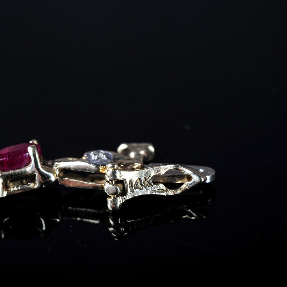 14K Solid Yellow Gold, Ruby, and Diamond Bracelet