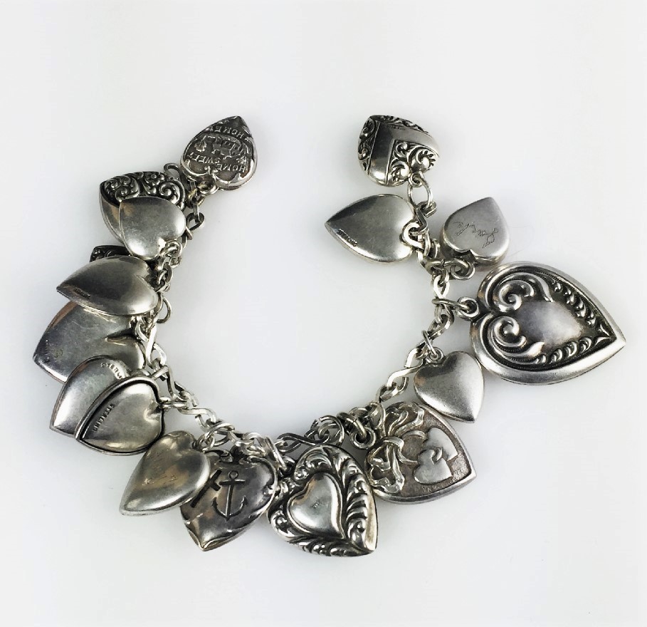 Sterling Silver Chain with Heart Charms