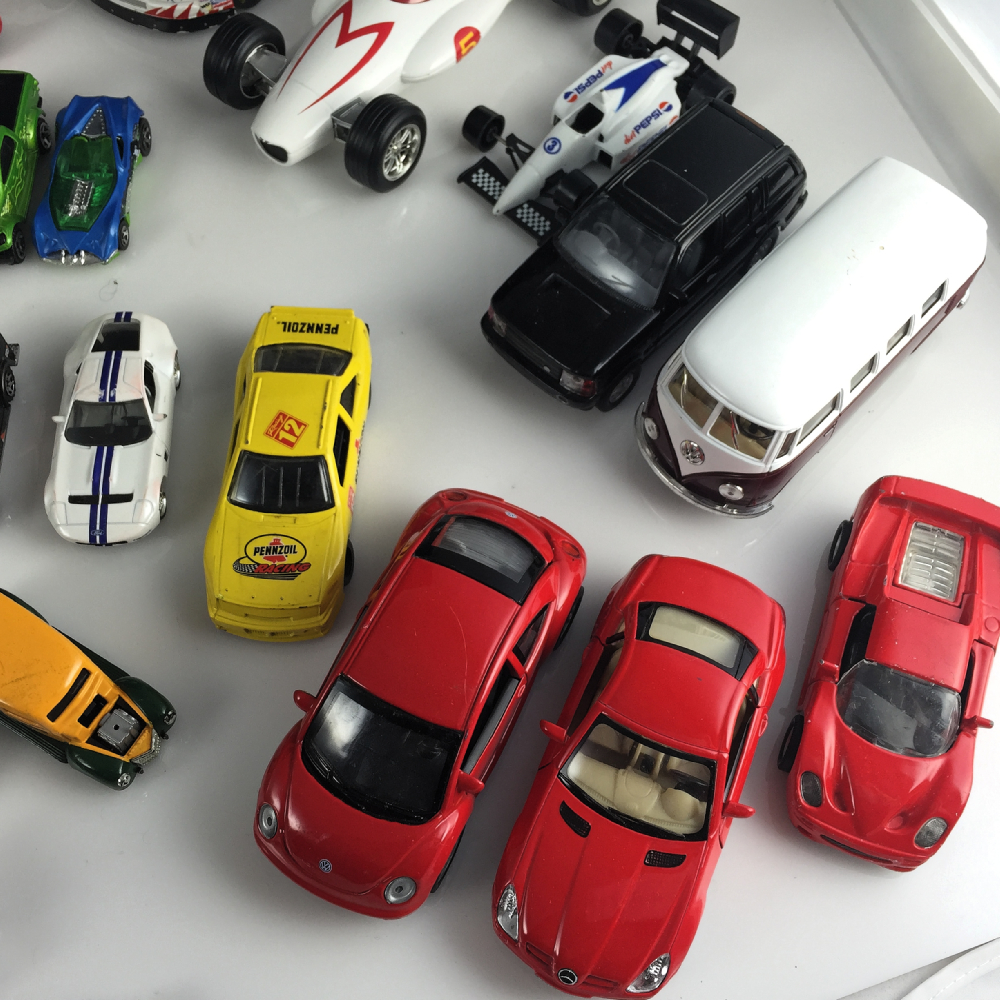 Vintage Diecast Cars With Newer Trucks, Cars, and Racers